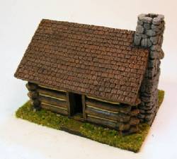 Log Cabin Stone Chimney w/Shingle Roof